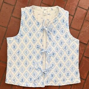 Light Blue and White Quilted cotton Vest